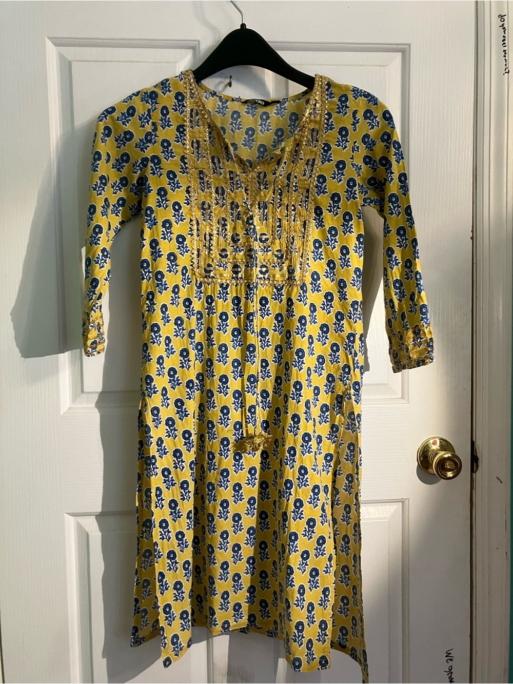 Women’s Yellow Floral Casual Ao Dai Tunic Dress